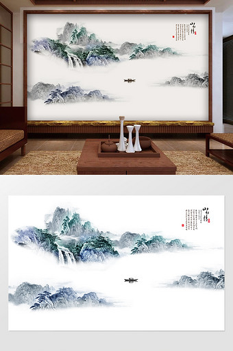 中式山水水墨国画图片