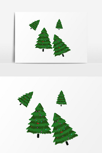 松树圣诞树卡通元素图片