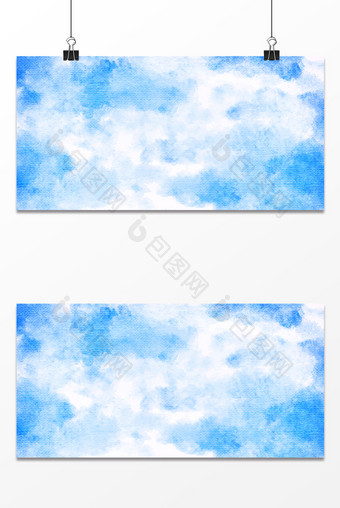唯美时尚水彩纹理蓝天白云促销海报背景图图片