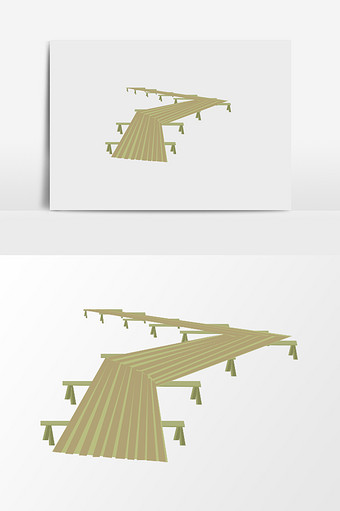 手绘木头桥插画元素图片