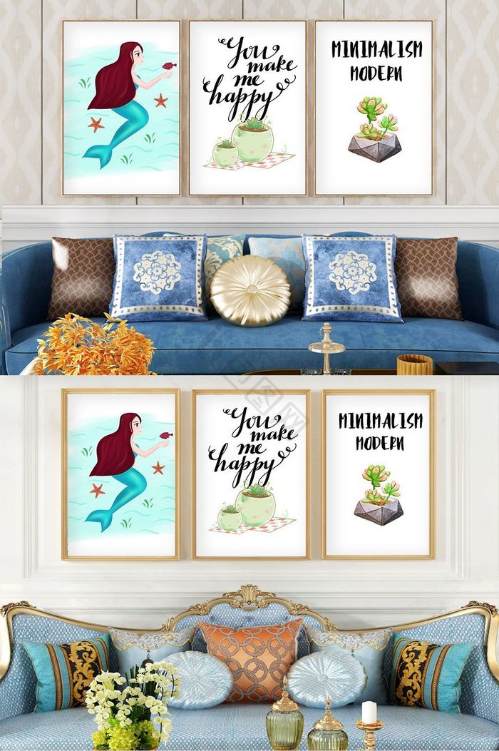 简欧小清新英文动物咖啡馆儿童房晶瓷装饰画