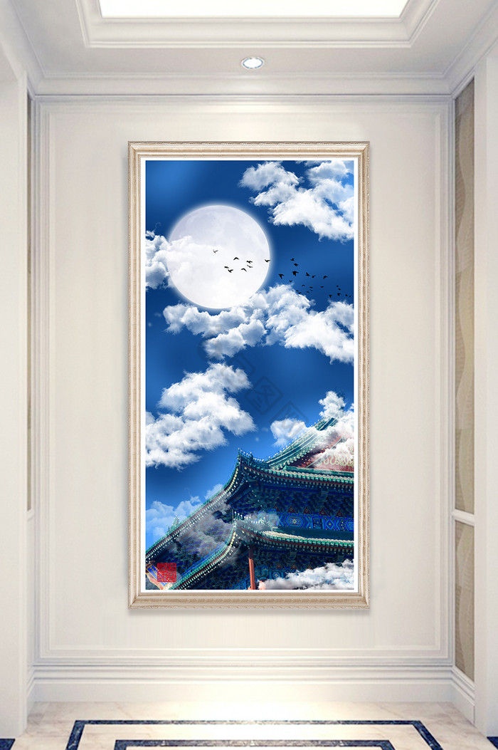 文艺古建筑风景玄关创意装饰画