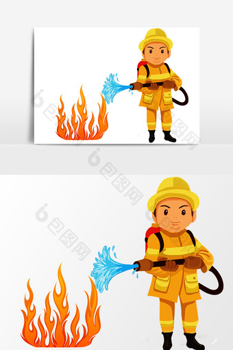 手绘消防灭火元素图片