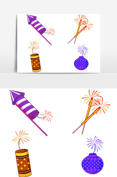 卡通炮竹元素设计手绘