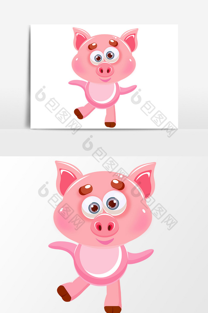 卡通粉红猪设计元素
