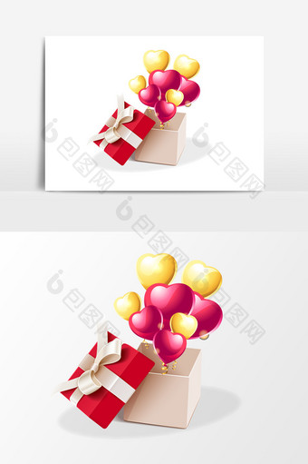 手绘礼盒气球设计元素图片