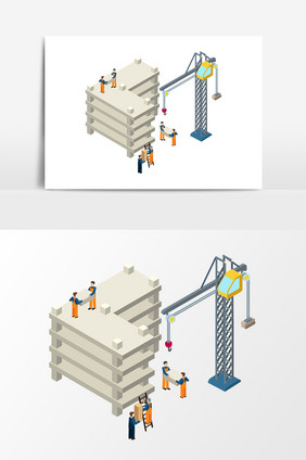 卡通建筑施工设计元素