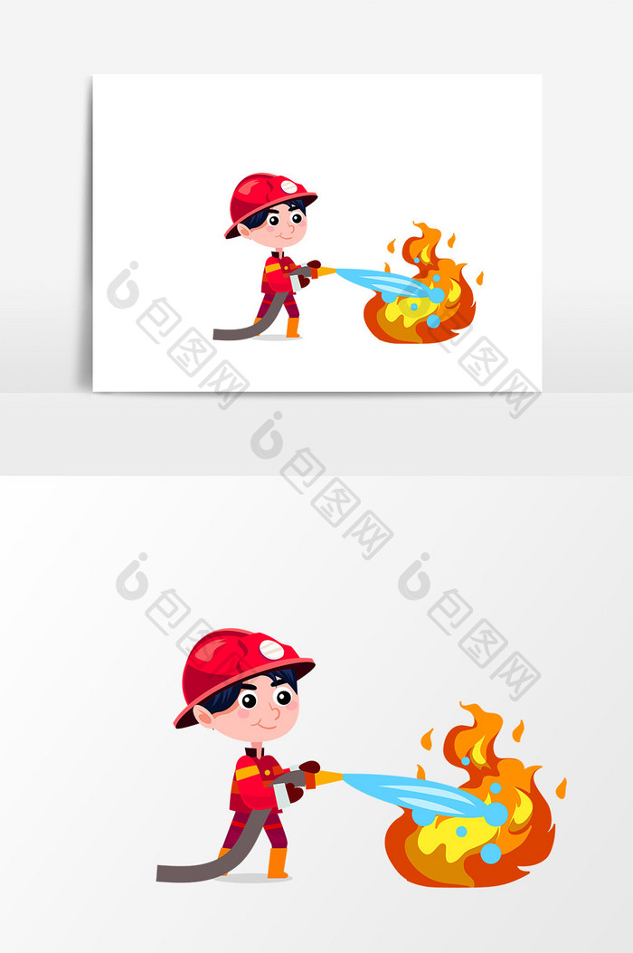 手绘消防设计元素卡通
