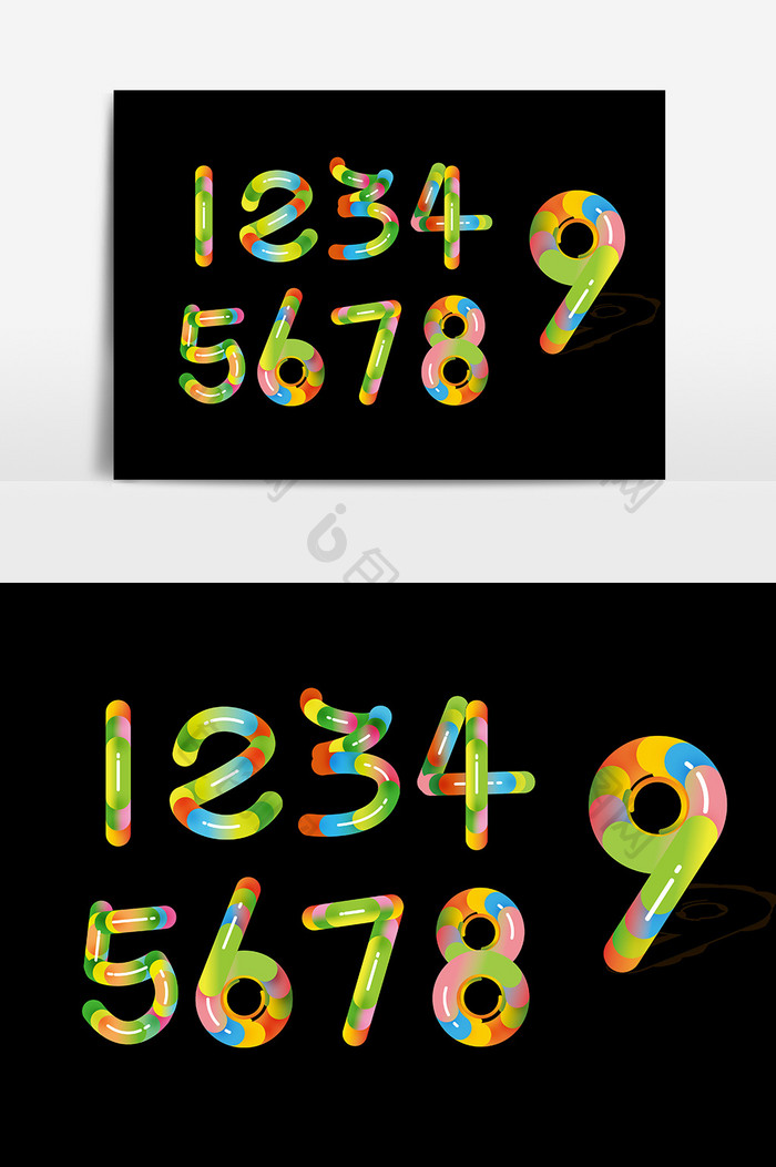 卡通数字123456789字体设计模板免费下载