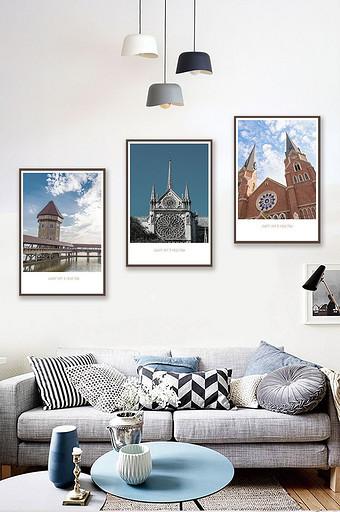北欧风景建筑现代装饰画图片
