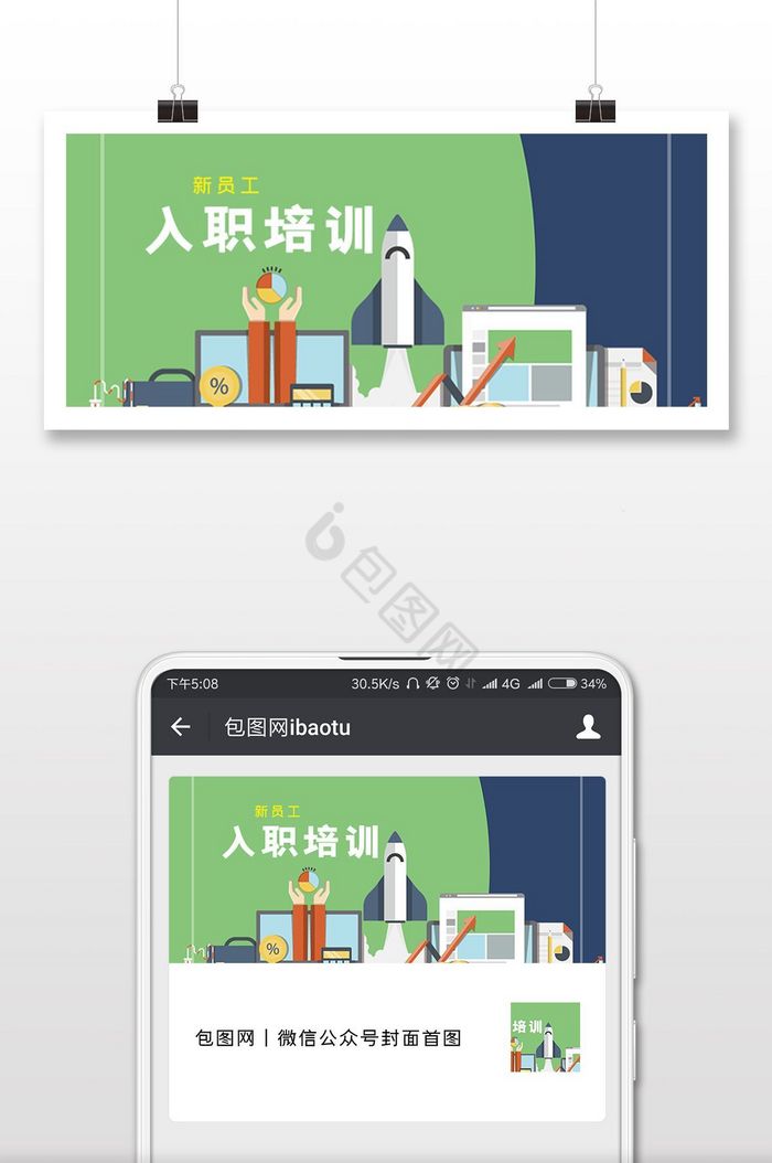 新员工入职培训卡通动漫风清新微信配图图片