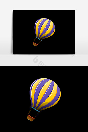 手绘热气球设计元素图片
