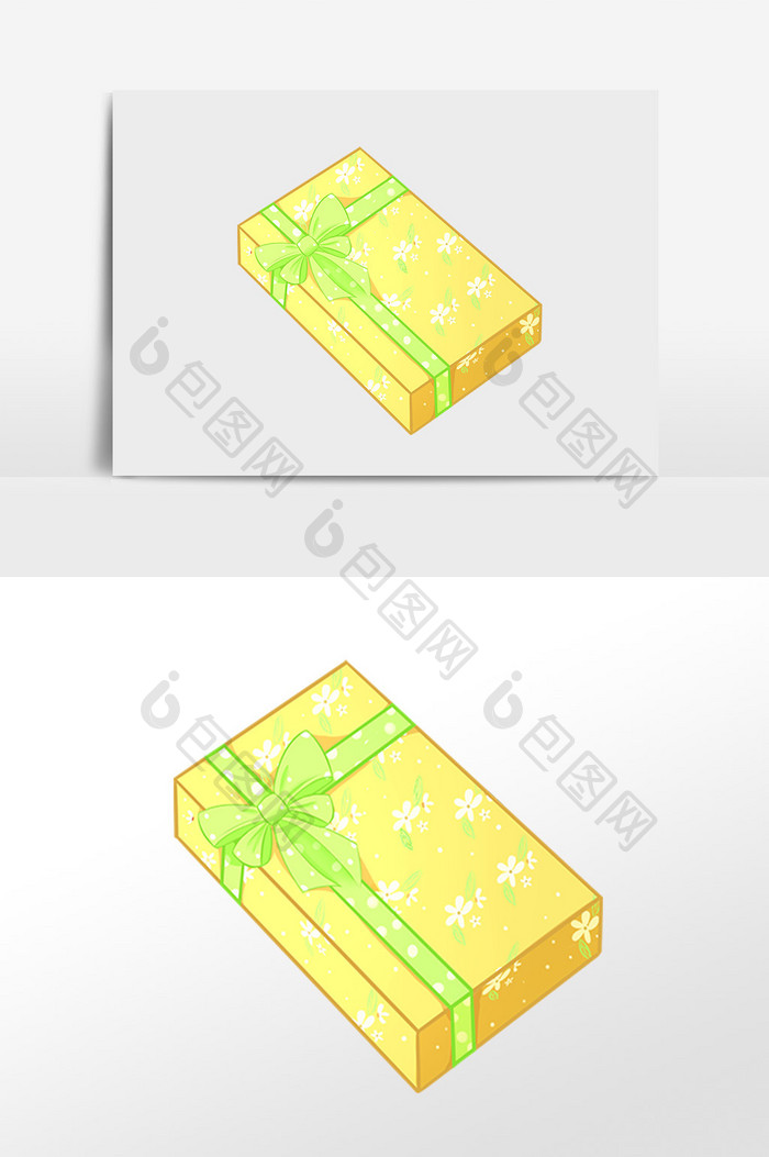 黄色长方形生日礼物盒