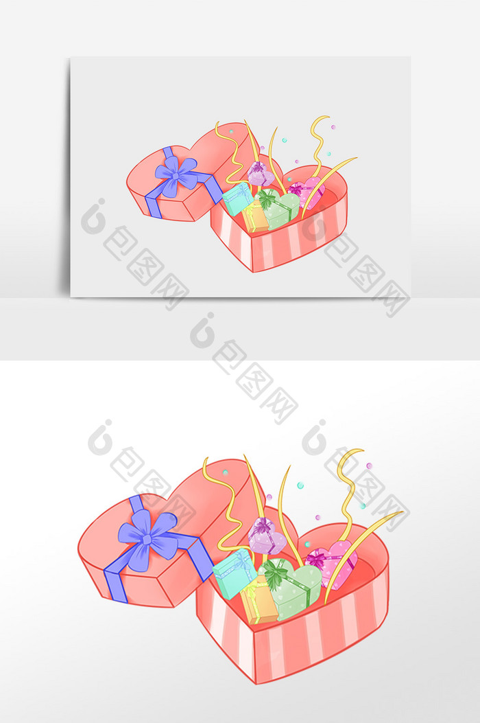 红色爱情心形礼物盒