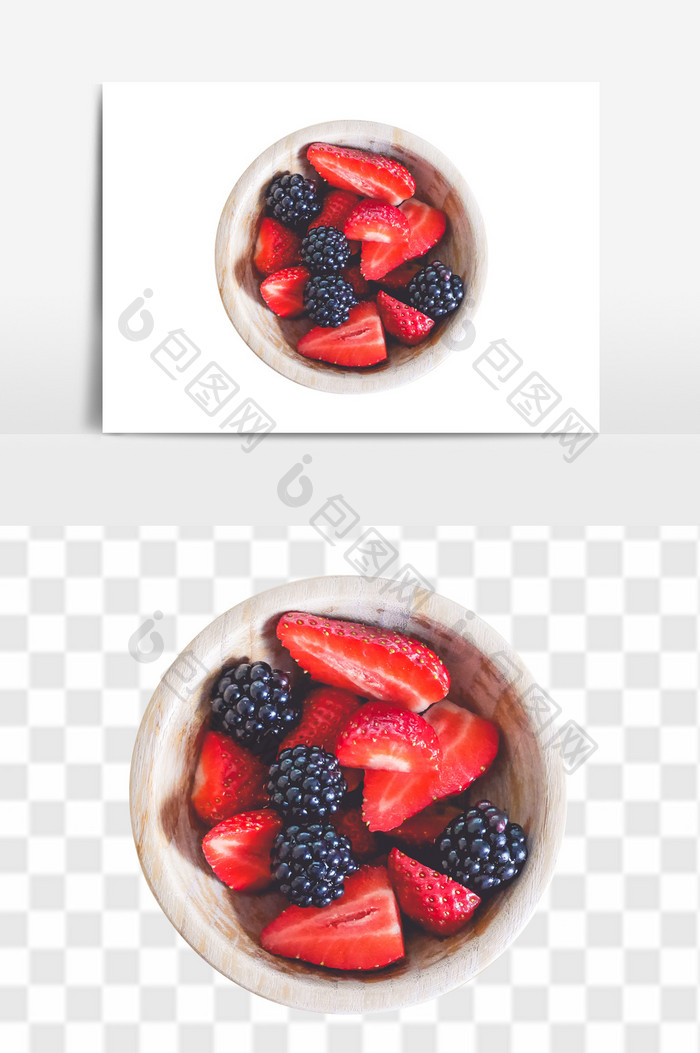 新鲜进口蓝莓草莓水果素材