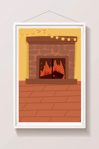 客厅壁炉插画背景图片