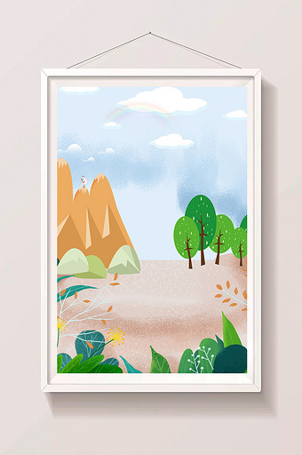 大山树林插画背景图片