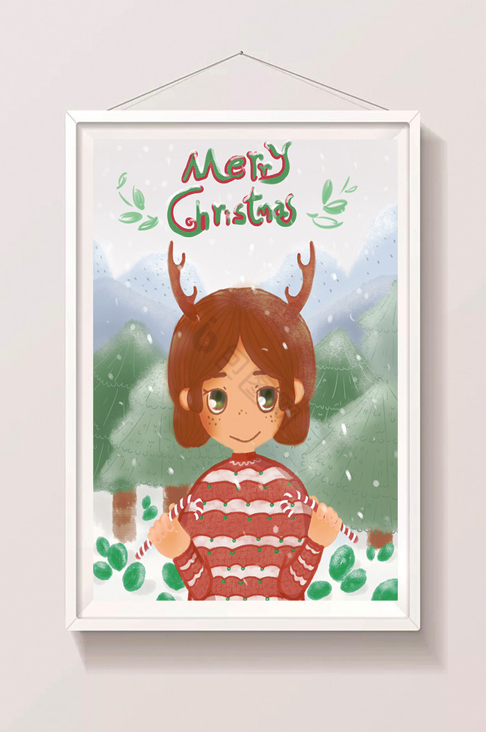 2018圣诞节圣诞树圣诞插画图片