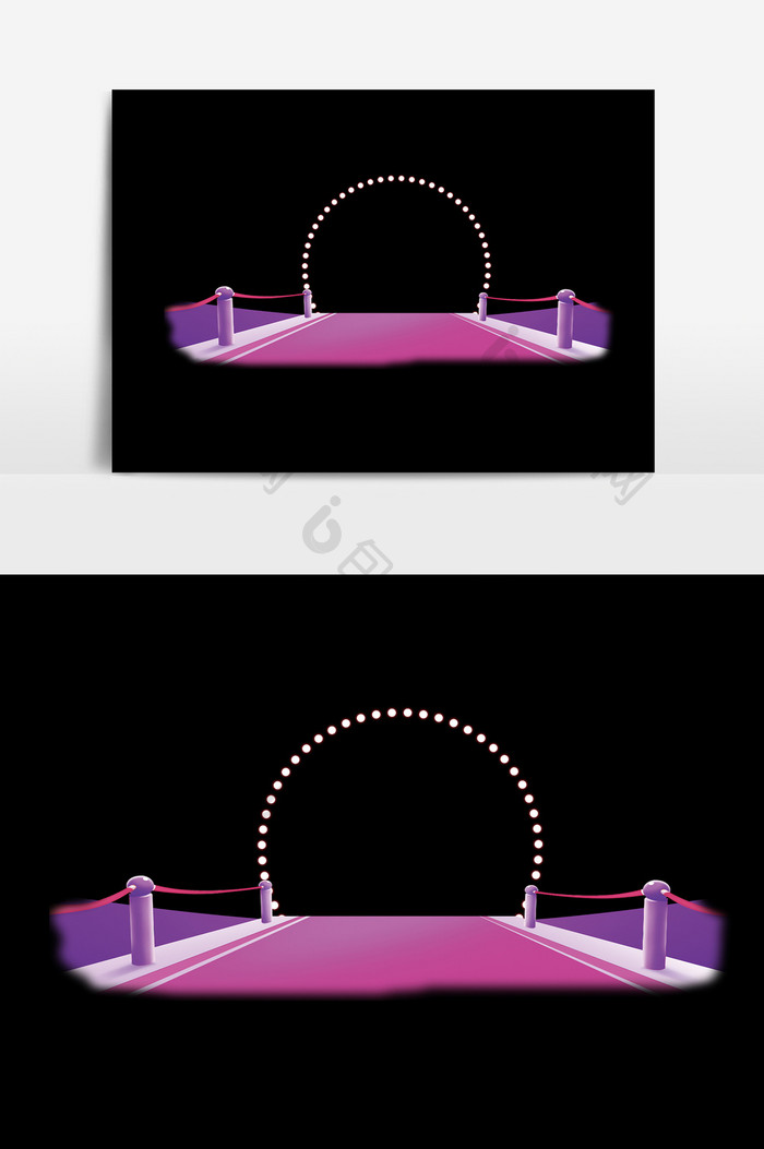 梦幻艺术彩灯拱形门舞台PSD元素