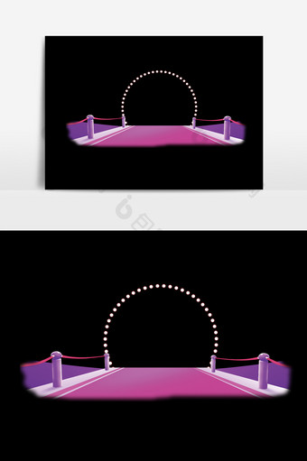 梦幻艺术彩灯拱形门舞台PSD元素图片