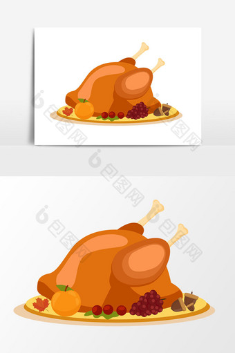 手绘鸡肉元素设计卡通图片