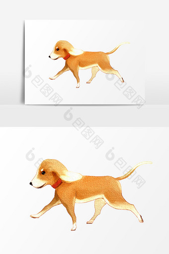 卡通黄色的小狗PSD元素图片