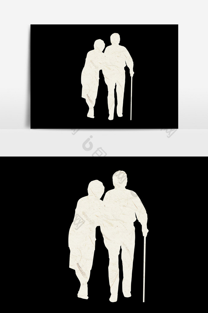 一对老年牵手的夫妻psd图片