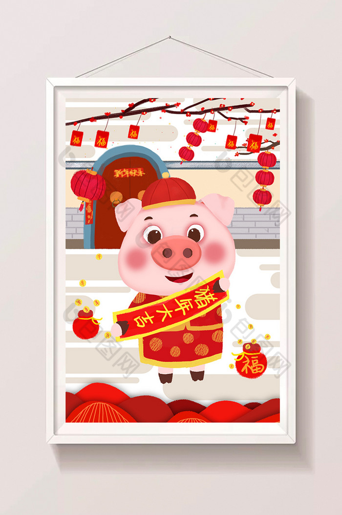 猪年大吉新年插画图片图片