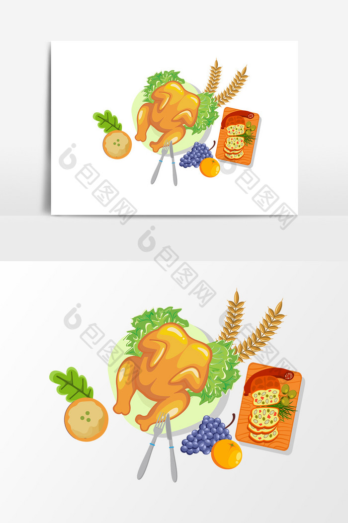 手绘食物设计元素卡通