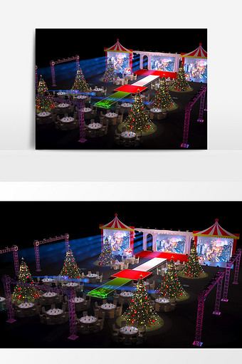 温馨圣诞节舞美3Dmax模板图片