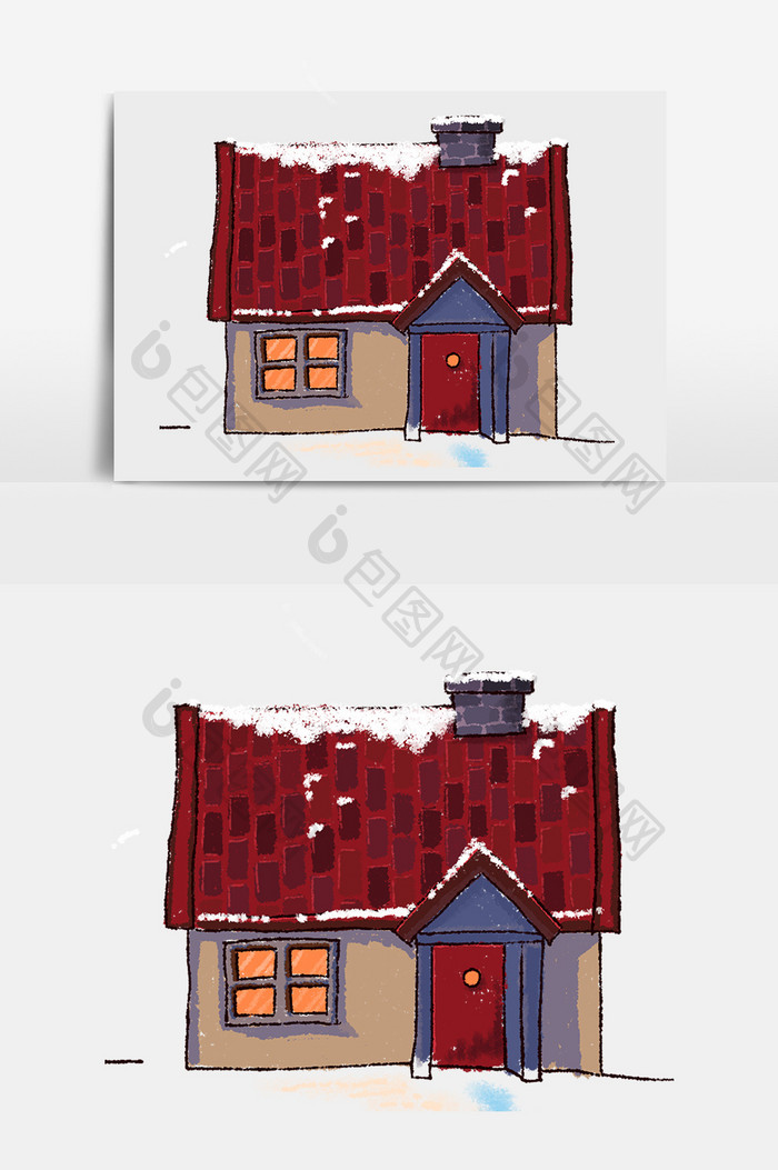 红顶房子插画元素