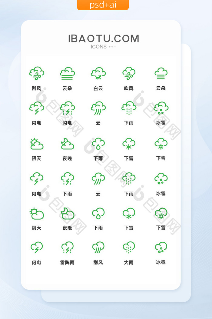 绿色简洁天气图标