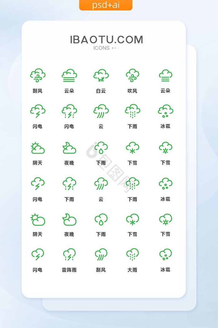 绿色简洁天气图标图片