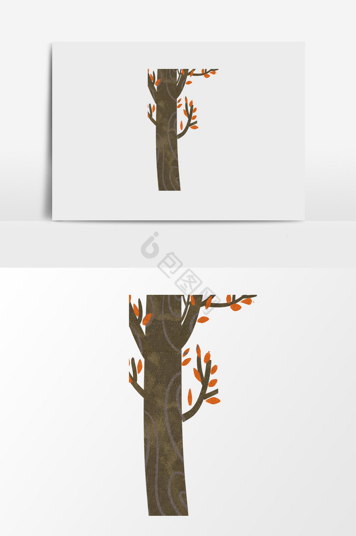 粗壮的树插画图片