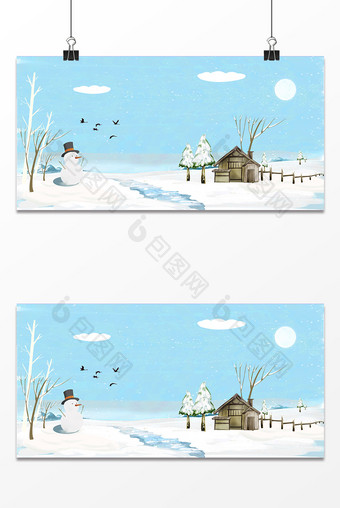 冬季雪天背景设计图片