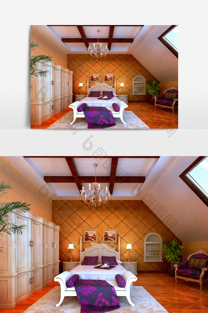 欧式奢华家装卧室设计效果图