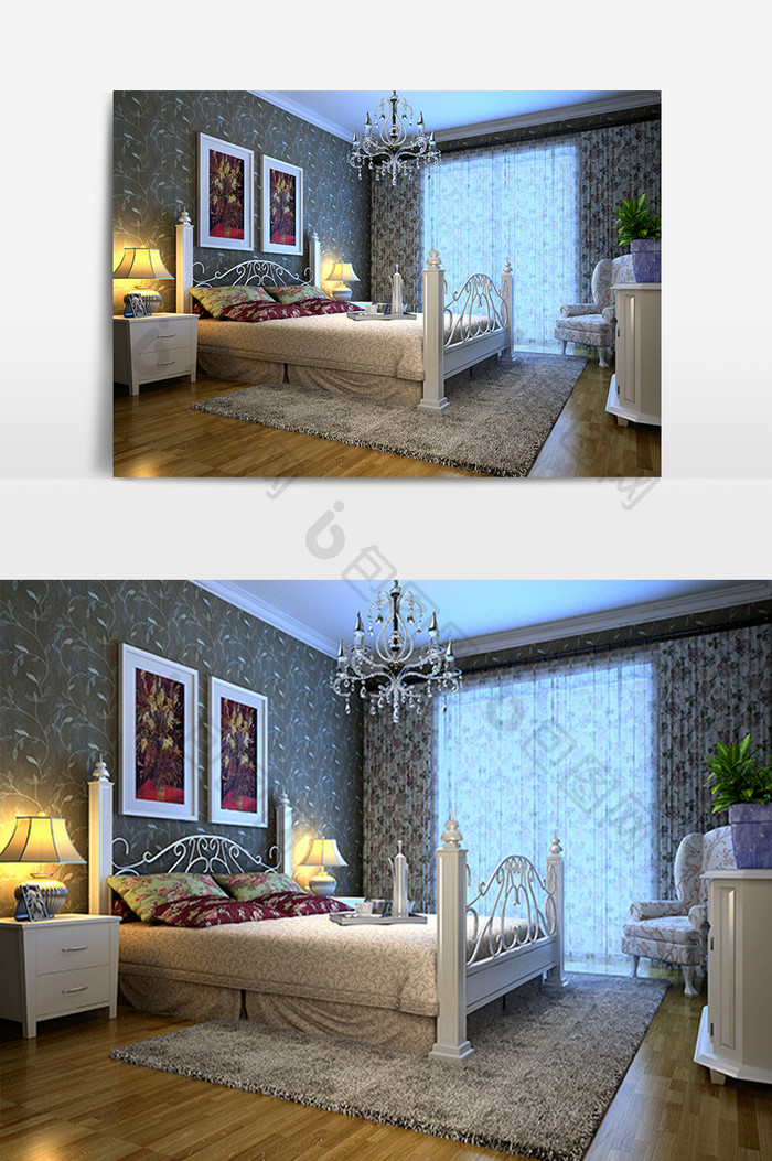 现代欧式奢华卧室设计效果图