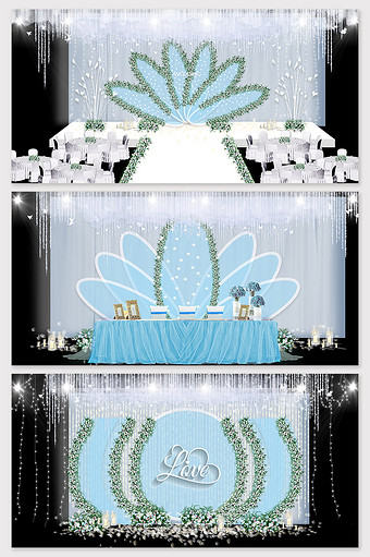 现代简约蒂芙尼蓝色欧式主题婚礼背景效果图图片