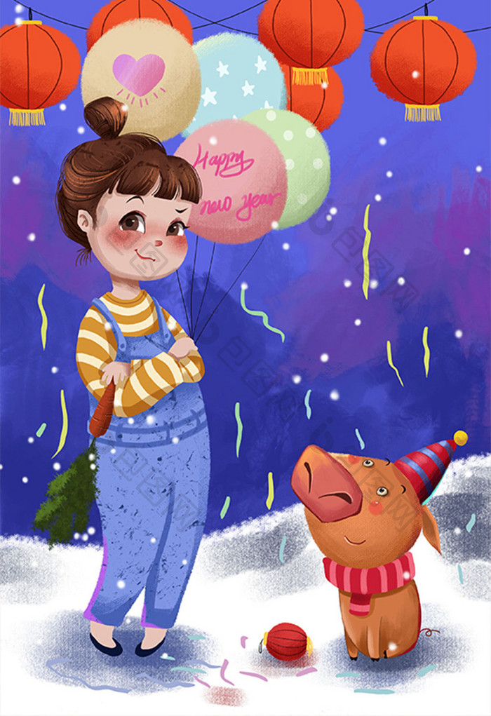 新年快乐新年海报气球新年活动
