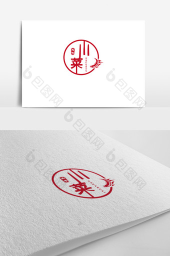 中国红中国风川菜馆logo标志设计图片