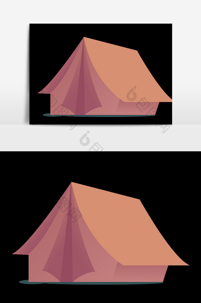 粉色帐篷插画元素