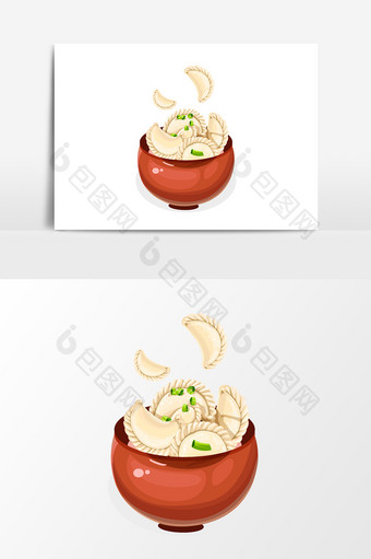 手绘饺子元素设计卡通图片