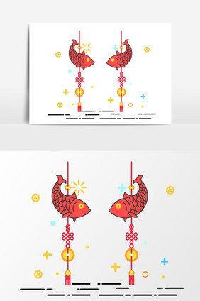 鱼中国结设计元素