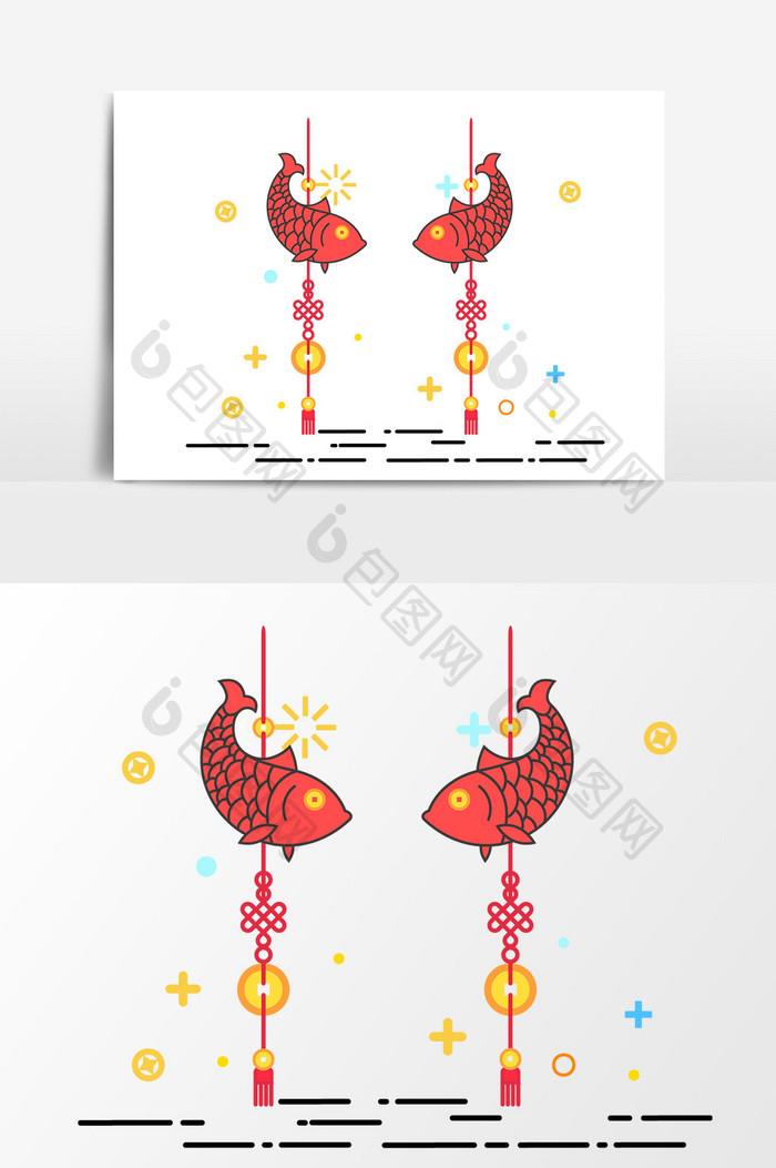 鱼中国结设计元素