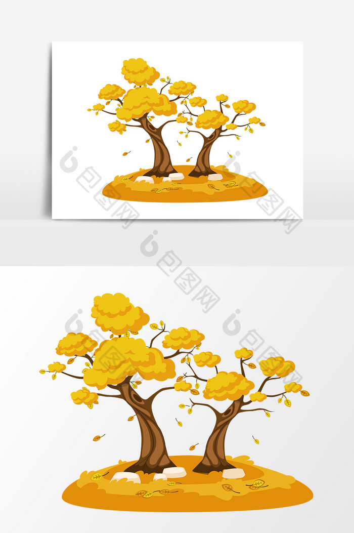 卡通树木秋季元素设计