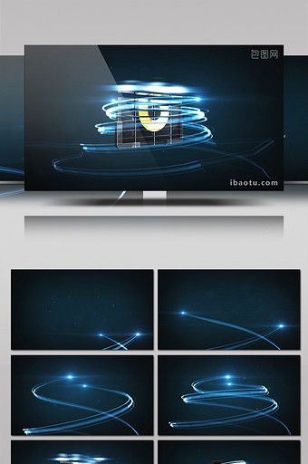 粒子光线旋转缠绕logo片头动画AE模板图片