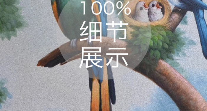 新中式森林鸟禽蝴蝶油画艺术玄关装饰画
