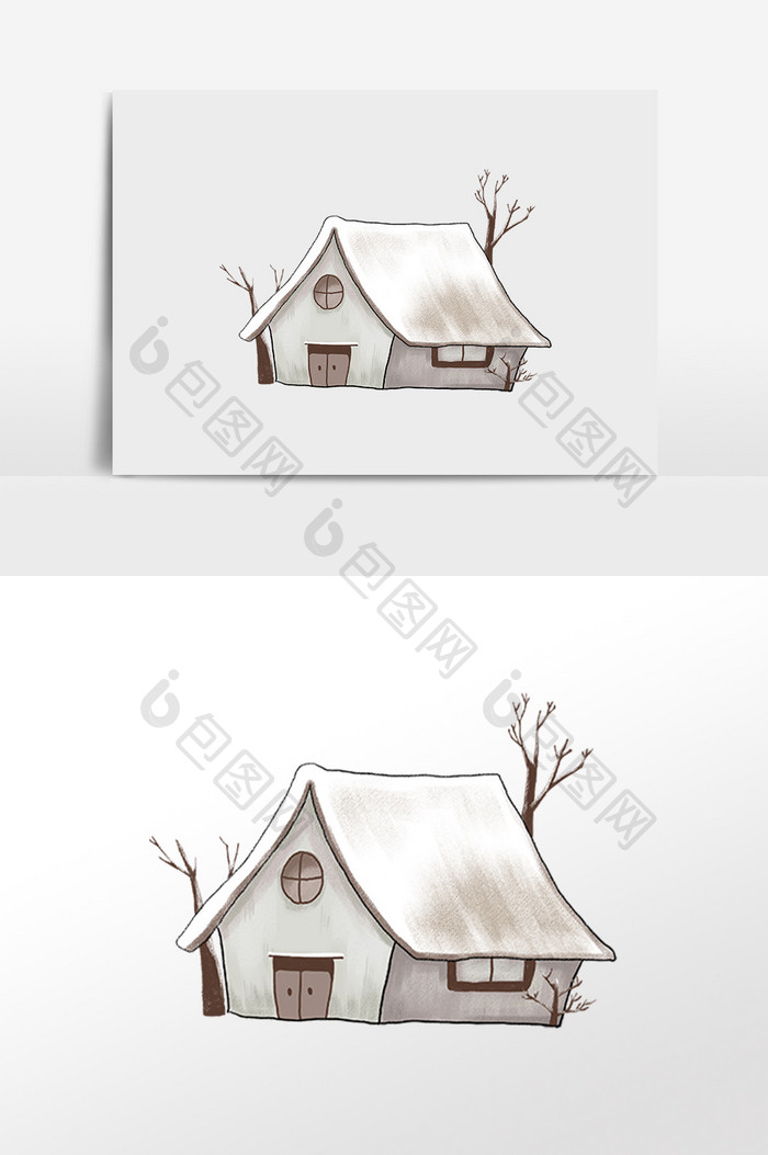 卡通手绘冬季房屋