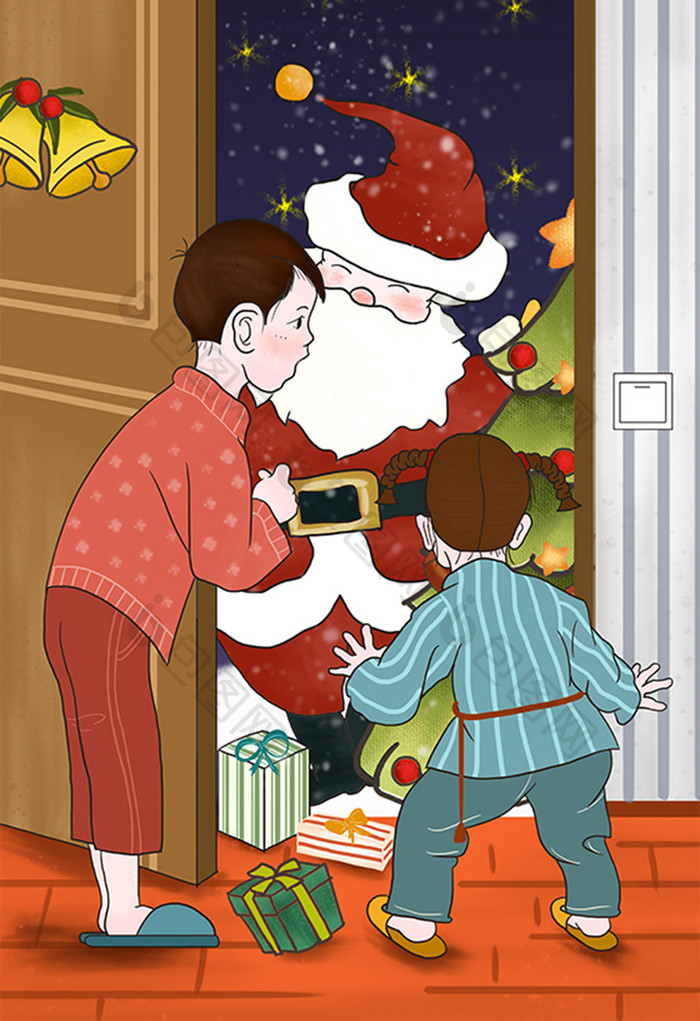 卡通圣诞节之圣诞老人插画