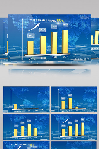 蓝色企业数据柱状图AE模板图片